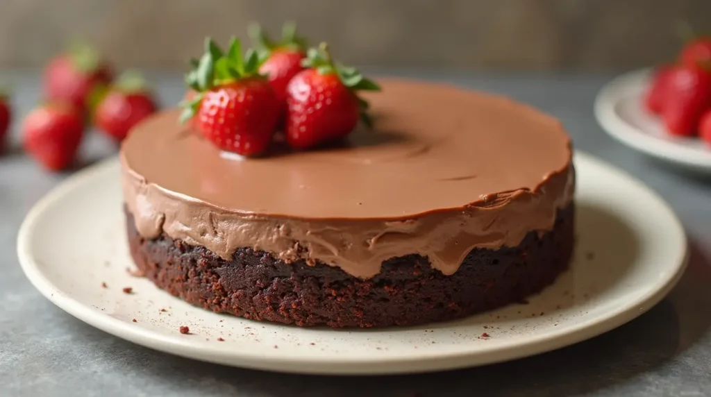 Close-up of Costco Chocolate Mousse Cake crumb texture and mousse layer