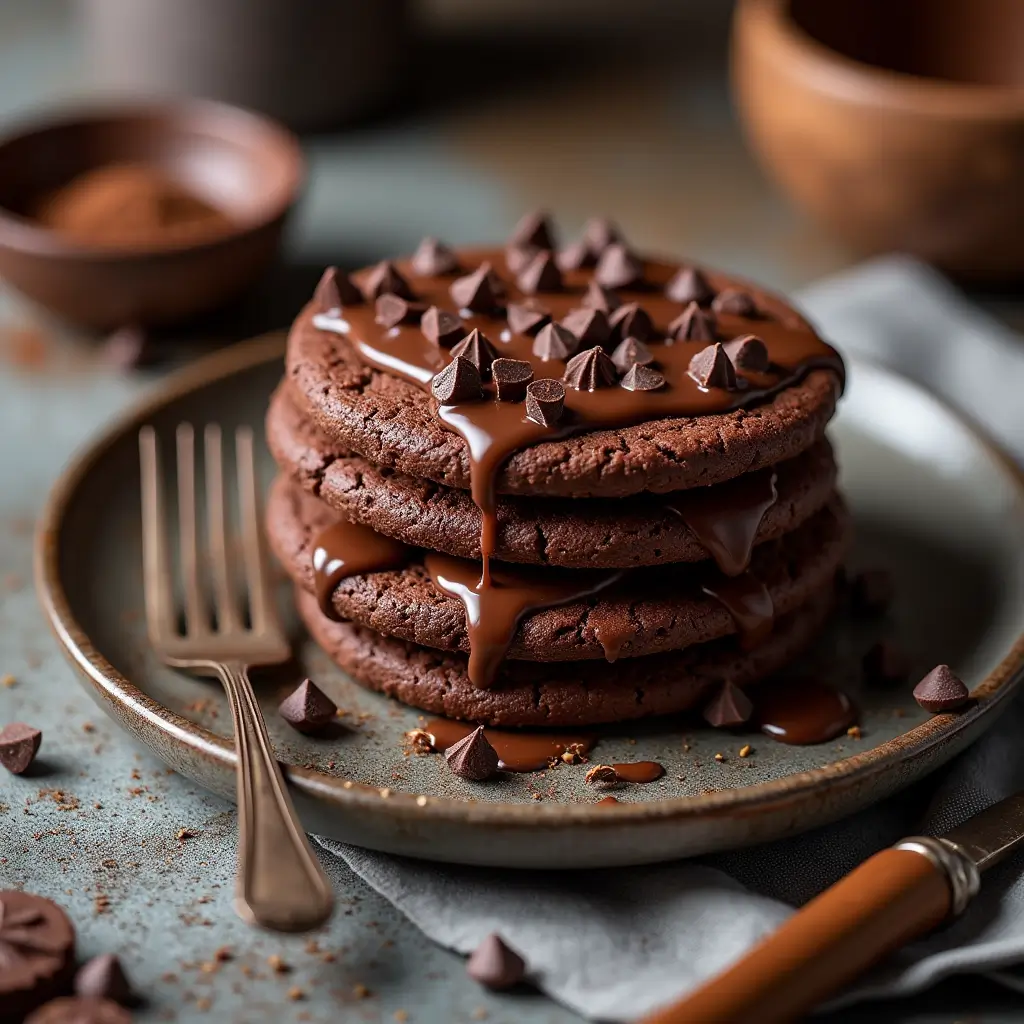 chocolate sandwich cookies with chocolate ganache