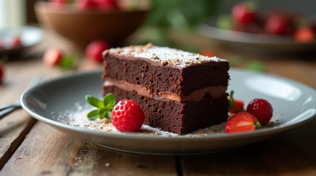 Freshly baked Swiss chocolate cake layers cooling on wire rack